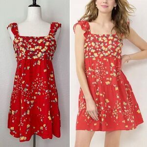 LC Lauren Conrad Linen Blend Ruffle Sleeve Tie Back Orchard Dress